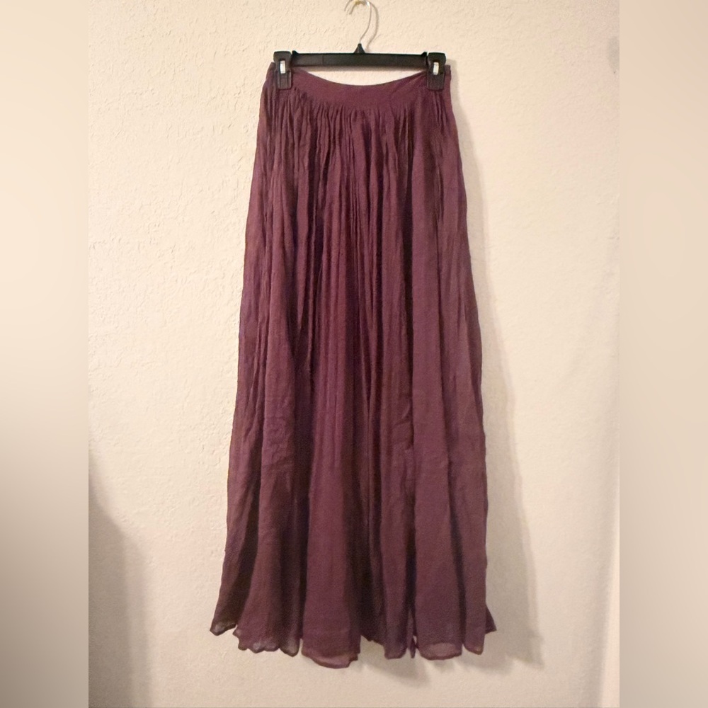 Size 0 Boho Plum Crinkle Maxi Skirt Pins & Needles enchanted fairycore-E